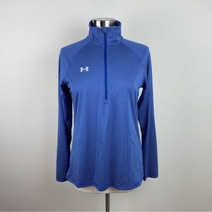 Under Armour Blue Stripe Long Sleeve Loose Heatgear Top Women Medium